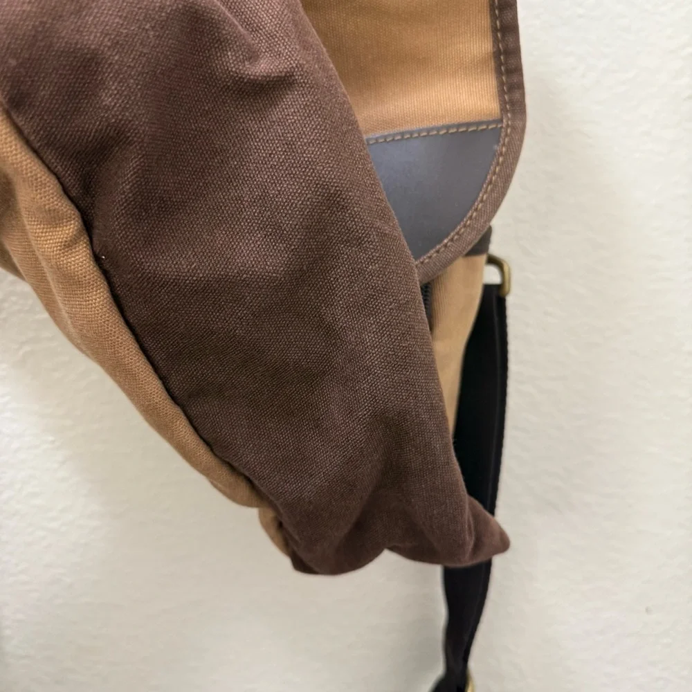 Eddie Bauer Vintage Canvas Messenger Bag Workwear Gorpcore Utility Crossbody Tan